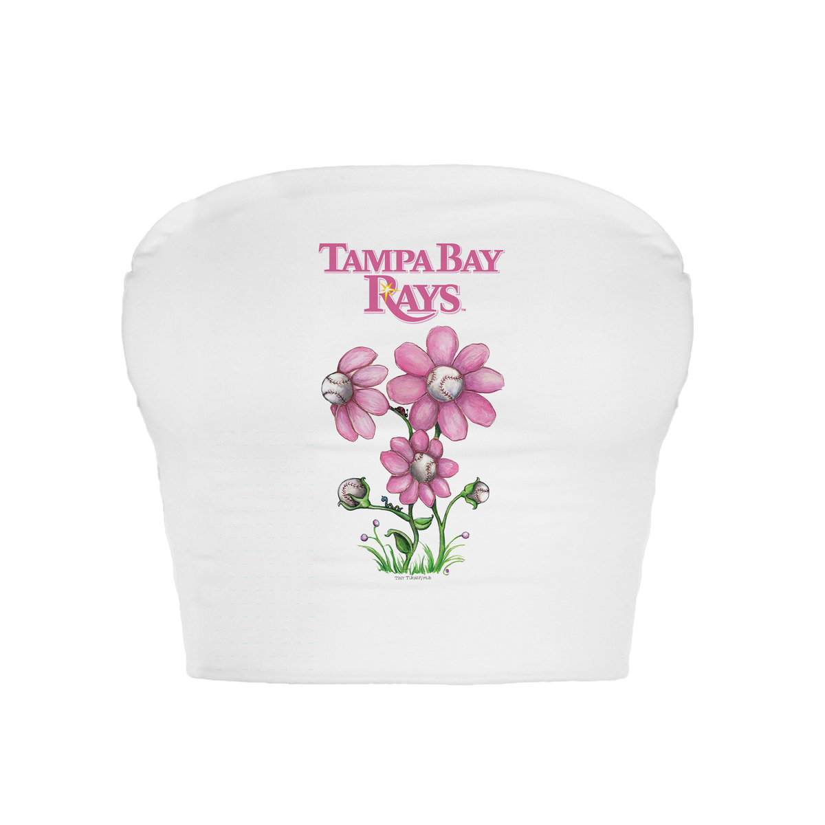 Tampa Bay Rays Blooming Baseballs Crop Tube Top - Tiny Turnip