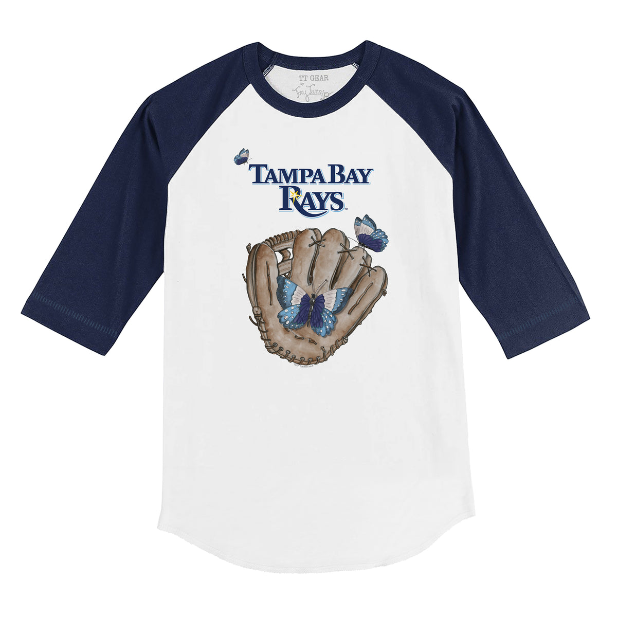 Tampa Bay Rays Butterfly Glove 3/4 Navy Blue Sleeve Raglan