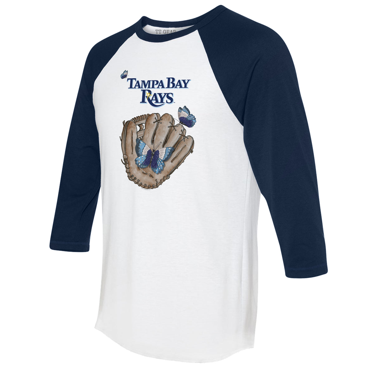 Tampa Bay Rays Butterfly Glove 3/4 Navy Blue Sleeve Raglan