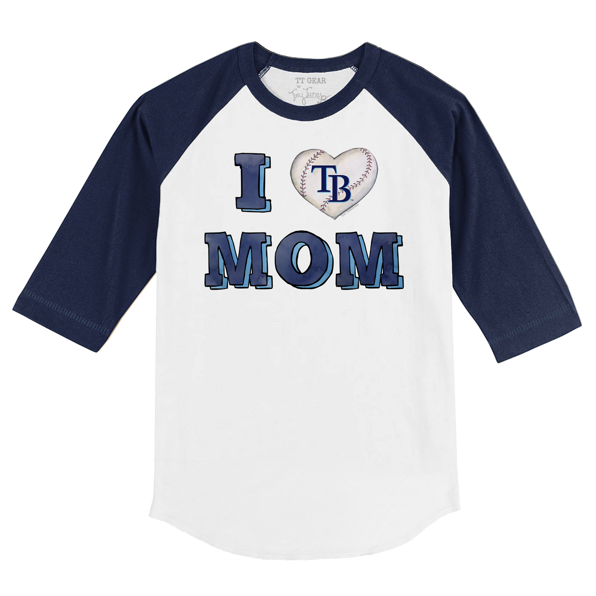 Tampa Bay Rays I Love Mom 3/4 Navy Blue Sleeve Raglan