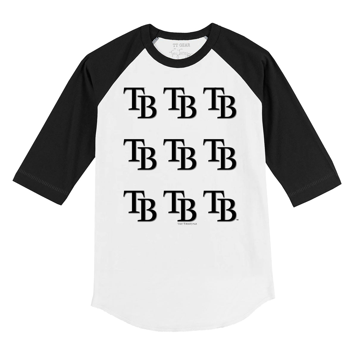 Tampa Bay Rays Logo Grid 3/4 Black Sleeve Raglan