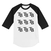 Tampa Bay Rays Logo Grid 3/4 Black Sleeve Raglan