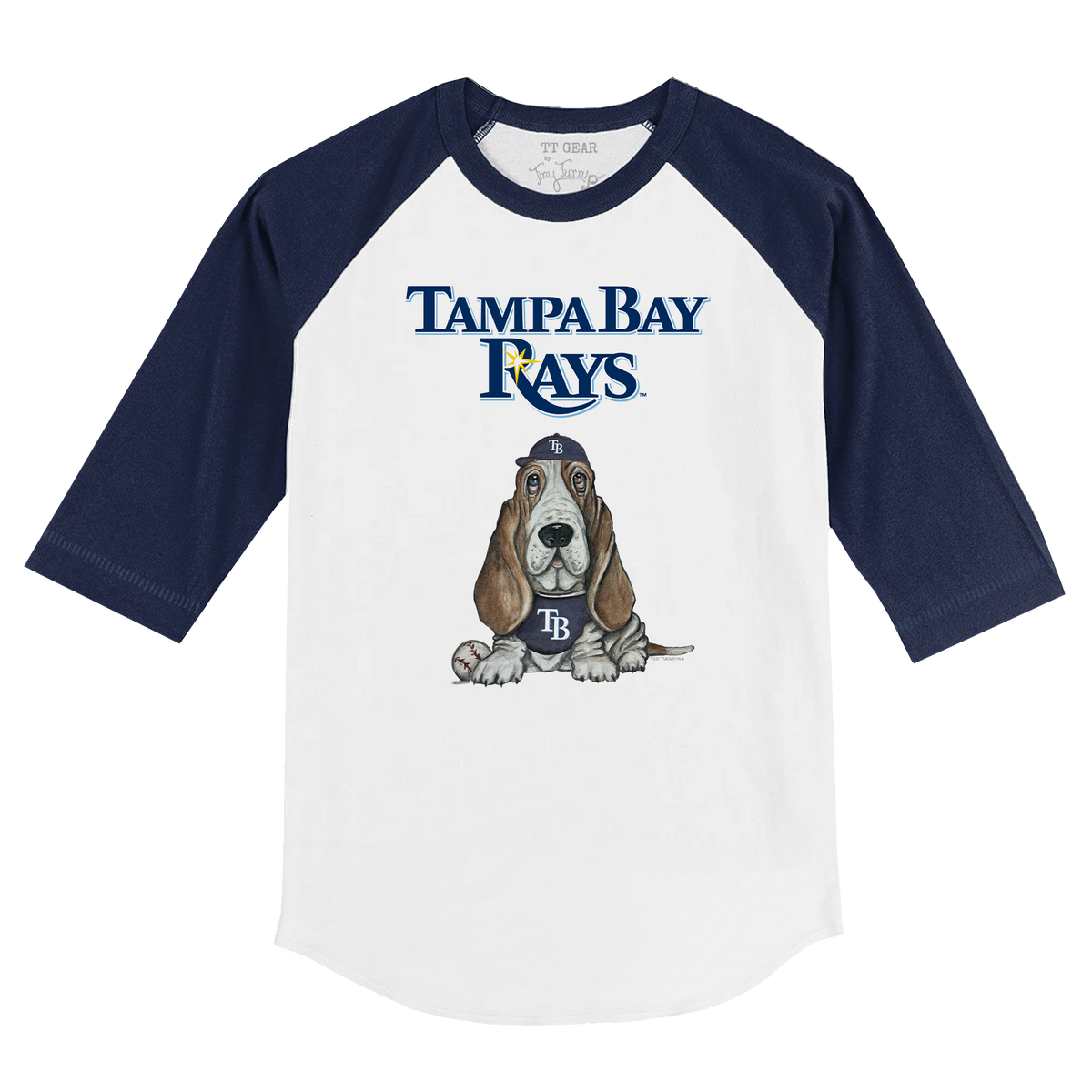 Tampa Bay Rays Puddy 3/4 Navy Blue Sleeve Raglan - Tiny Turnip
