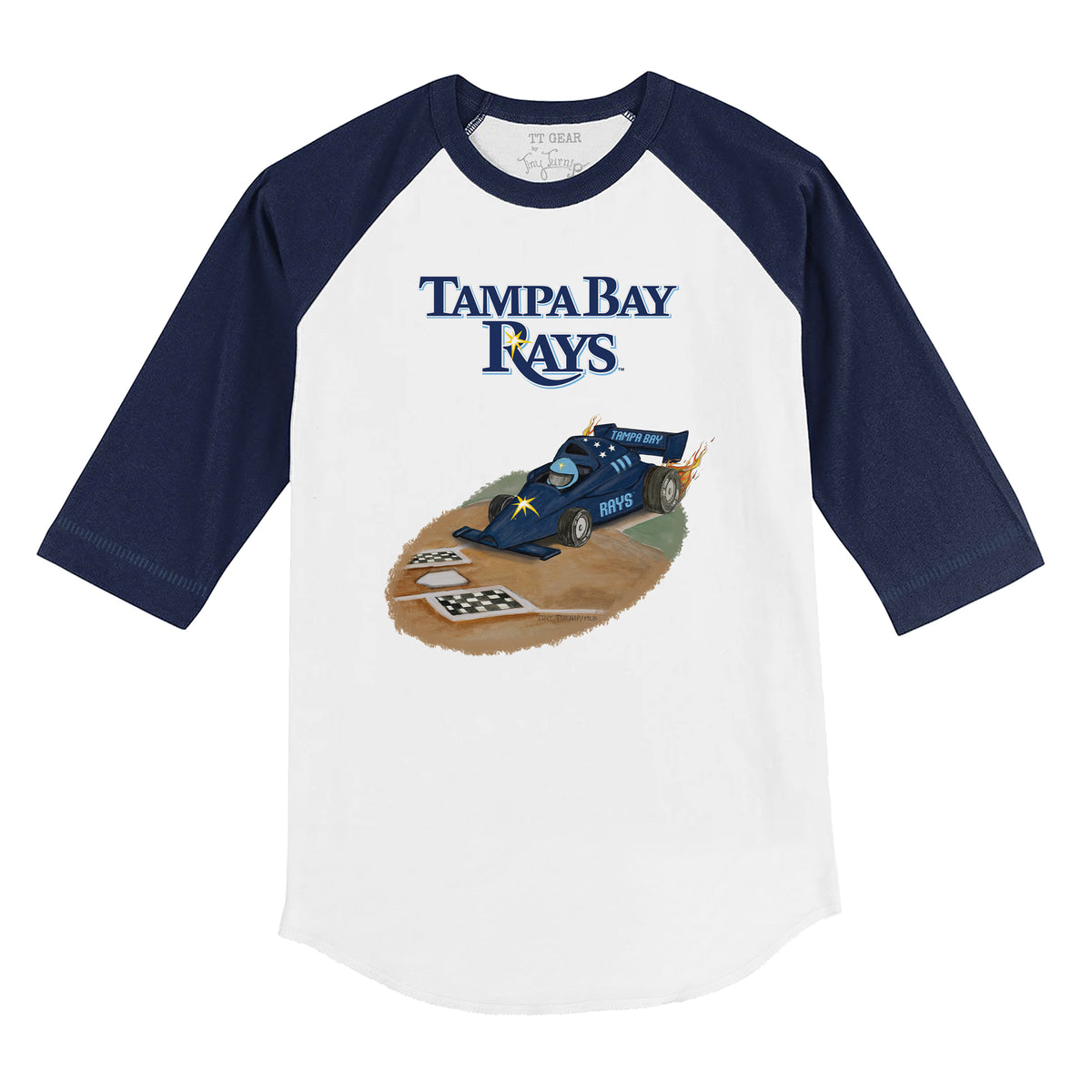 Tampa Bay Rays Race Car 3/4 Navy Blue Sleeve Raglan