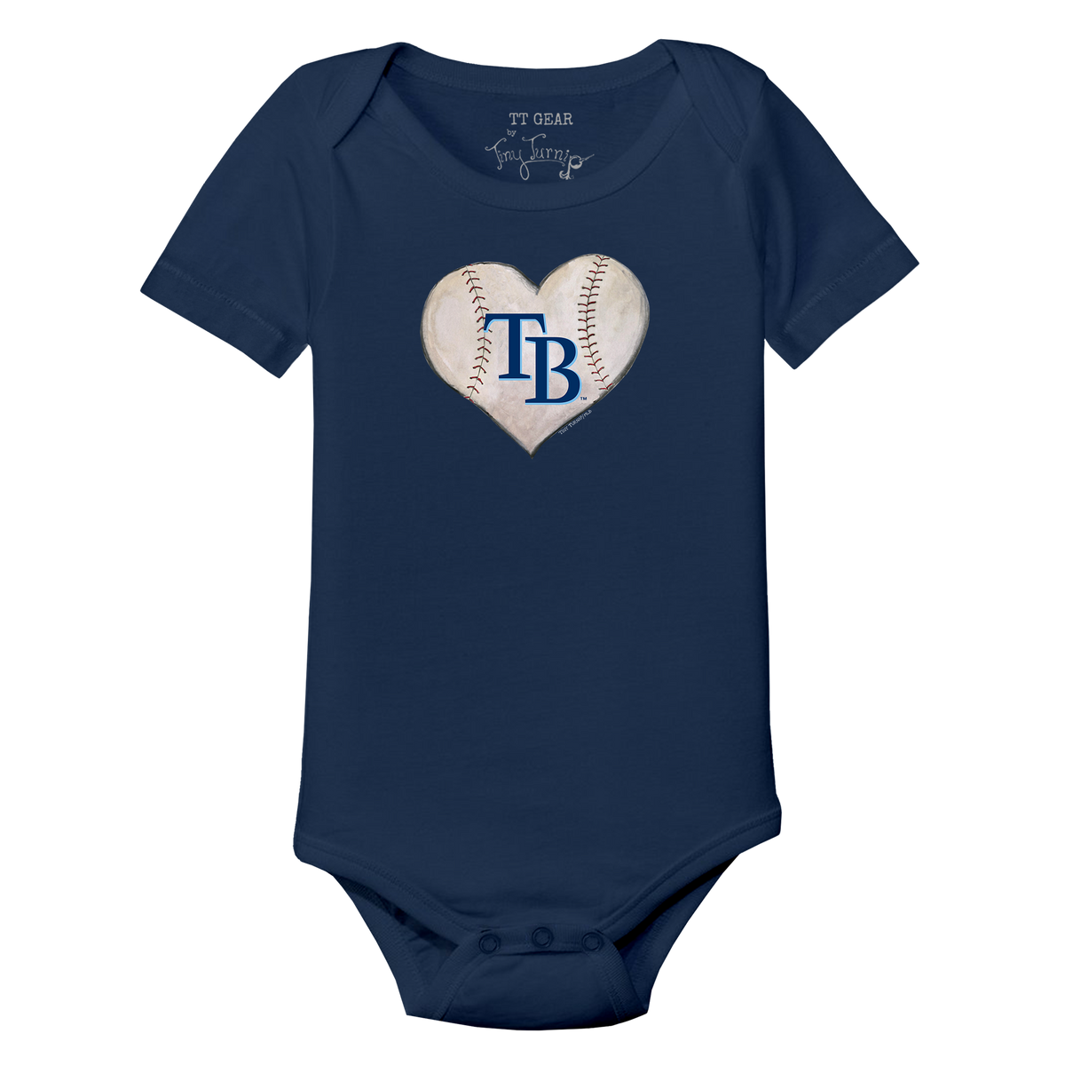 Tampa Bay Rays Stitched Heart Short Sleeve Snapper - Tiny Turnip