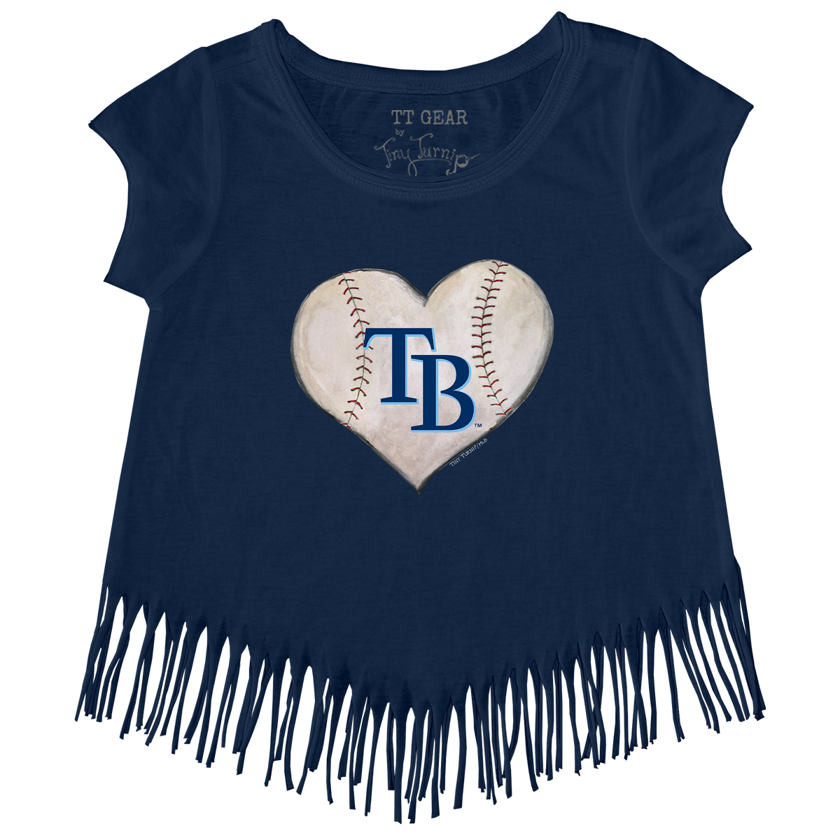 Tampa Bay Rays Stitched Heart Fringe Tee - Tiny Turnip
