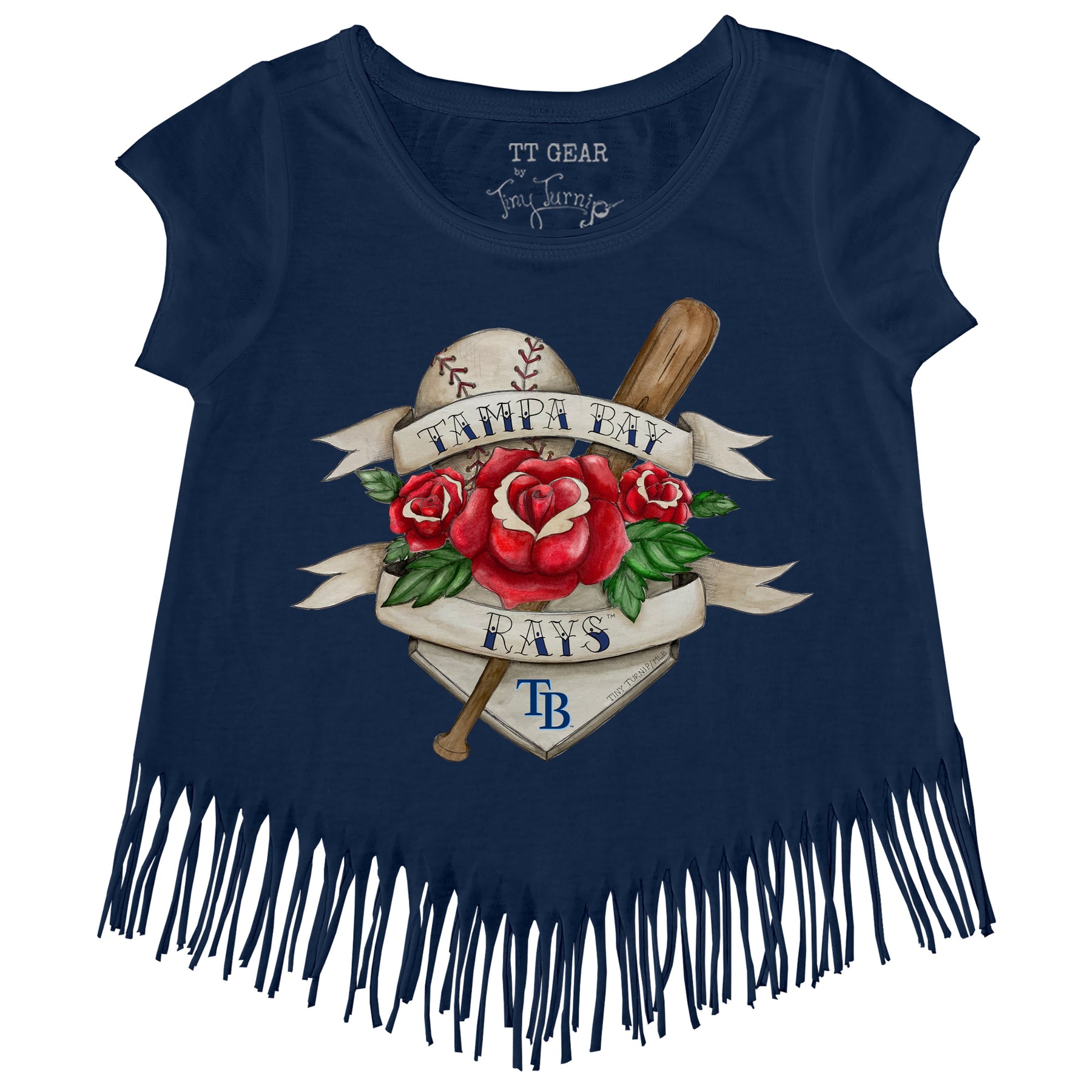 Tampa Bay Rays Tattoo Rose Fringe Tee