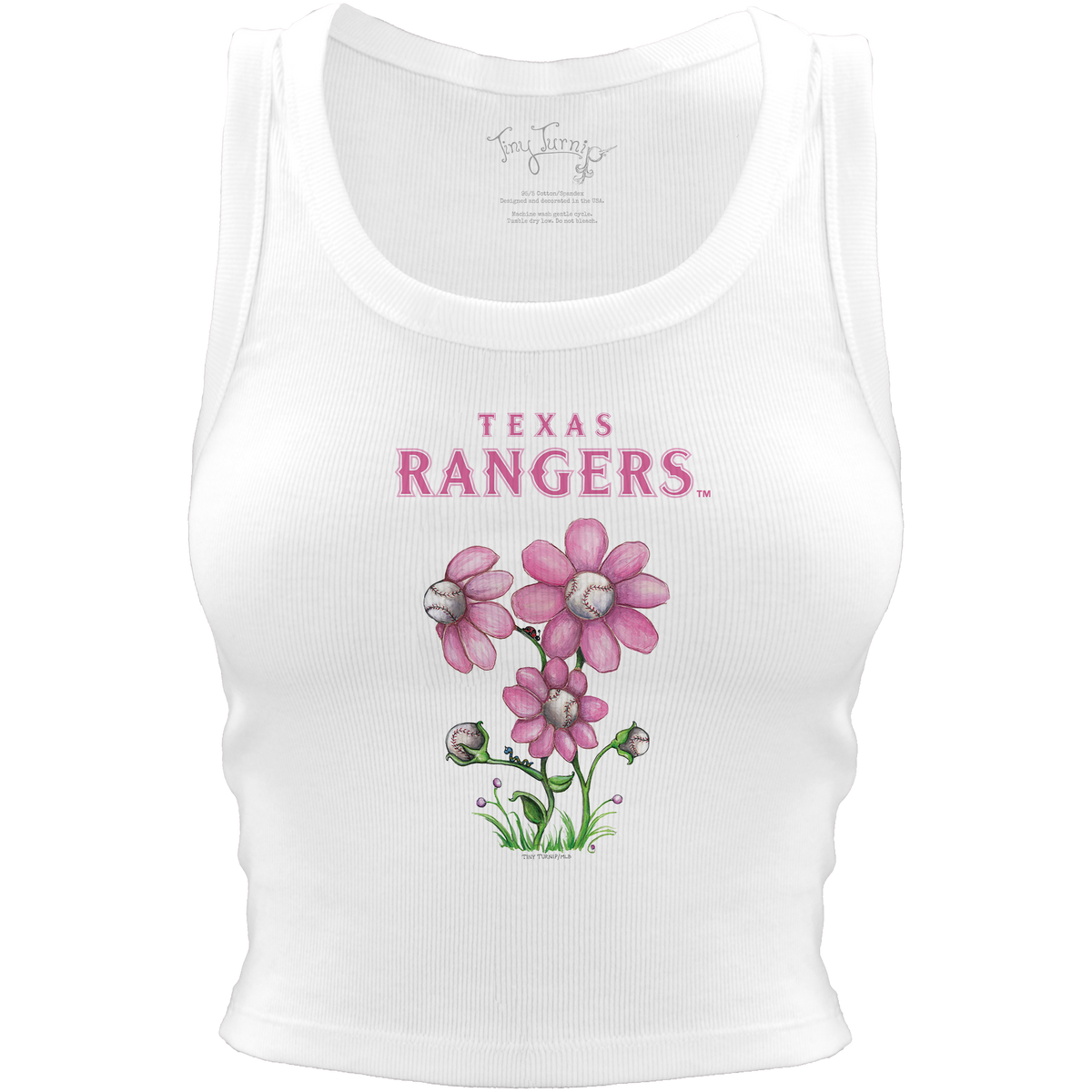 Texas Rangers Blooming Baseballs Crop Tank - Tiny Turnip
