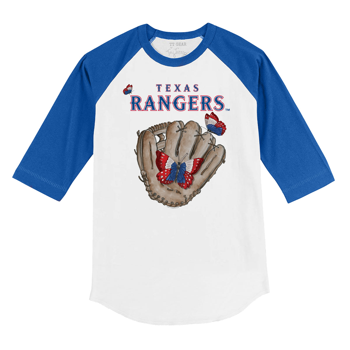 Texas Rangers Butterfly Glove 3/4 Royal Blue Sleeve Raglan