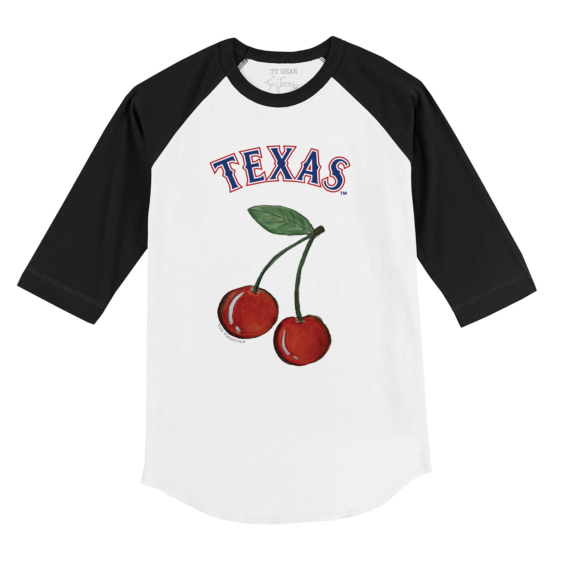 Texas Rangers Cherry 3/4 Black Sleeve Raglan