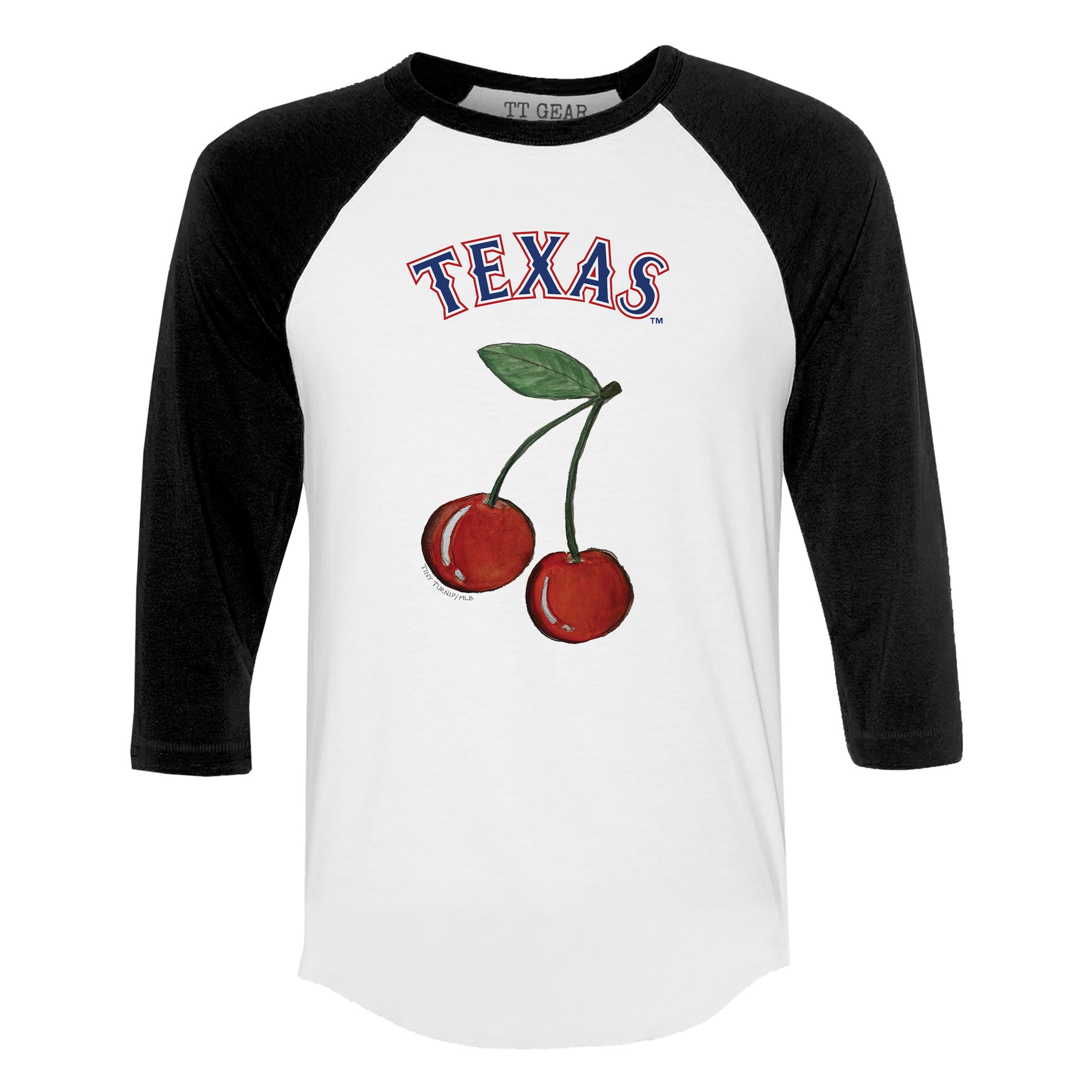 Texas Rangers Cherry 3/4 Black Sleeve Raglan