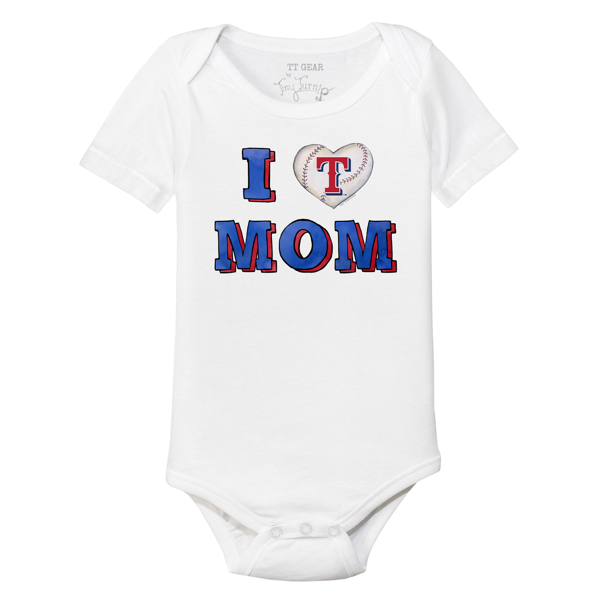 Texas Rangers I Love Mom Short Sleeve Snapper