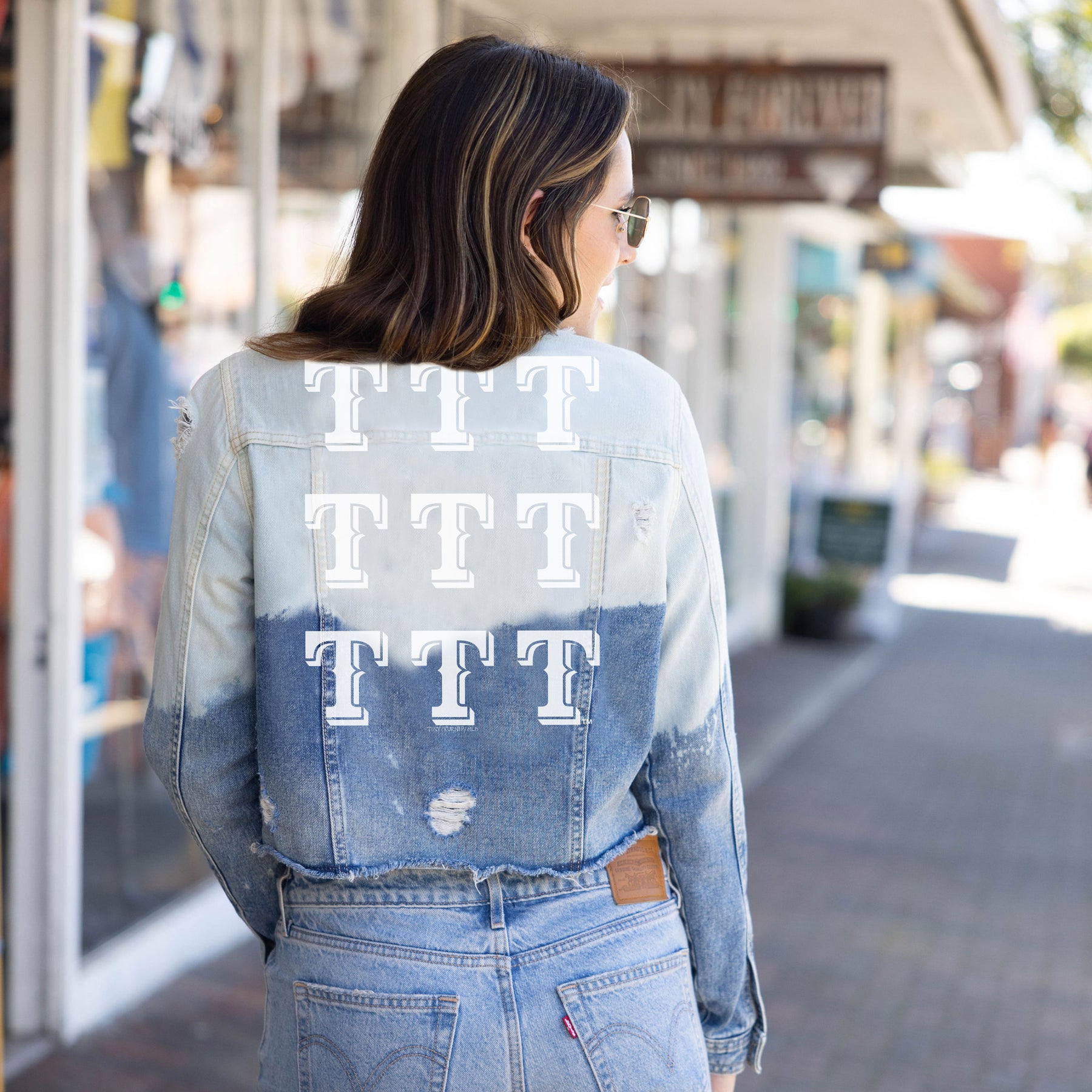 Texas Rangers Dip-Dyed Khloe Denim Logo Grid