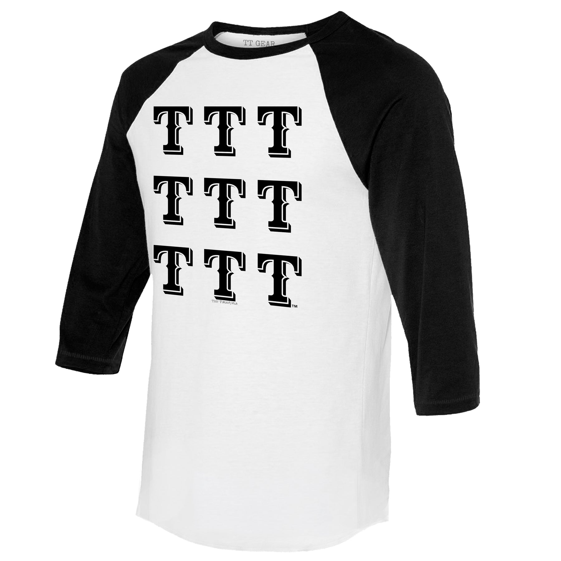 Texas Rangers Logo Grid 3/4 Black Sleeve Raglan