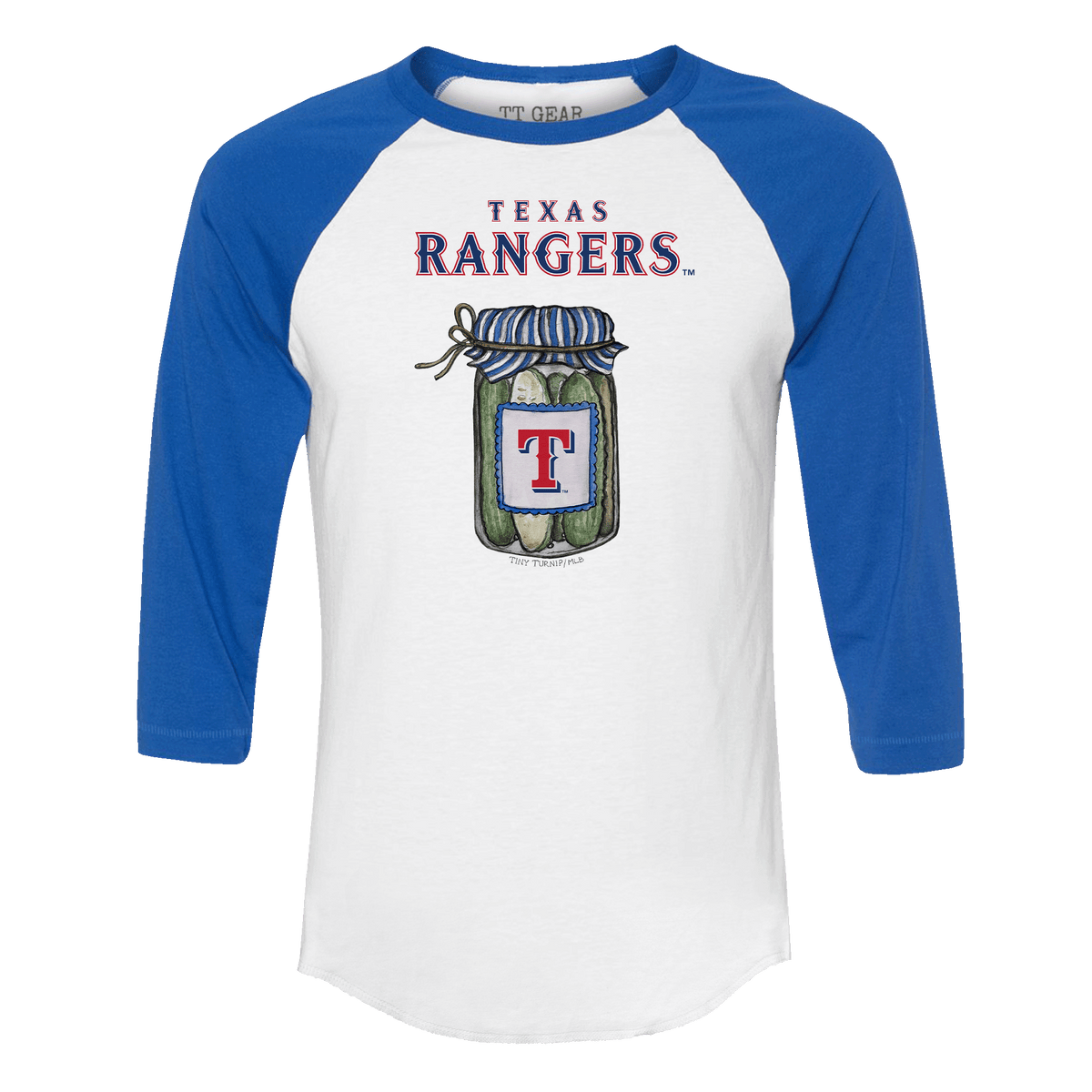 Texas Rangers Pickle Jar 3/4 Royal Blue Sleeve Raglan