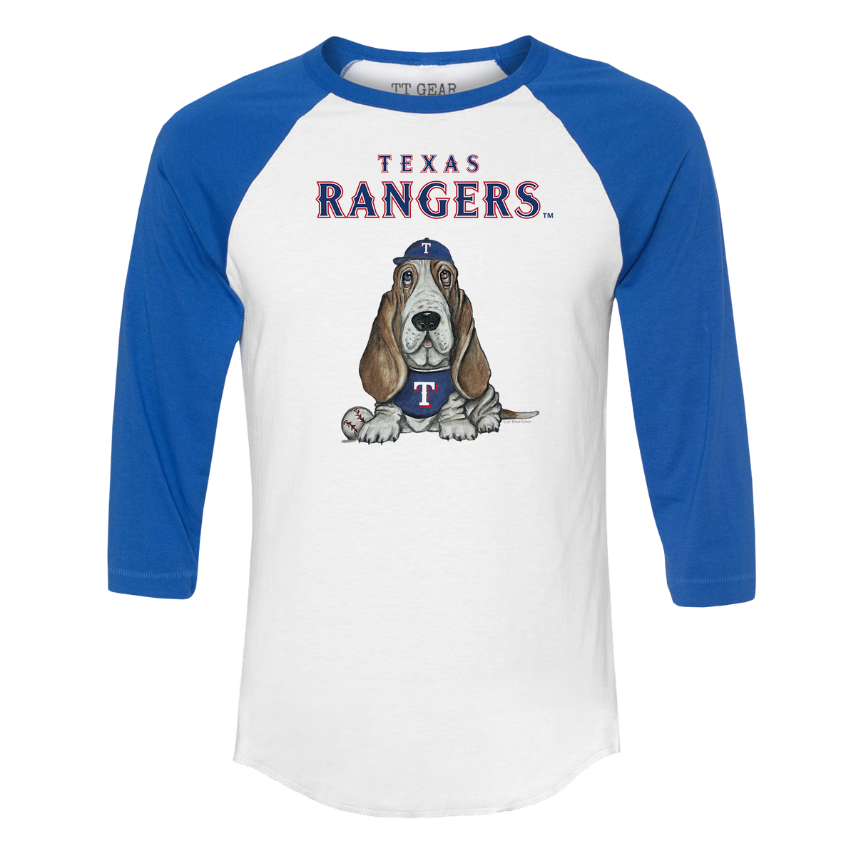 Texas Rangers Puddy 3/4 Royal Blue Sleeve Raglan - Tiny Turnip