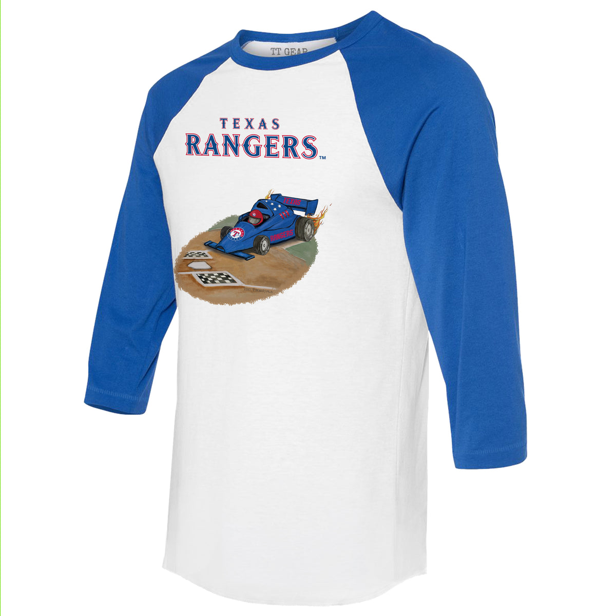 Texas Rangers Race Car 3/4 Royal Blue Sleeve Raglan