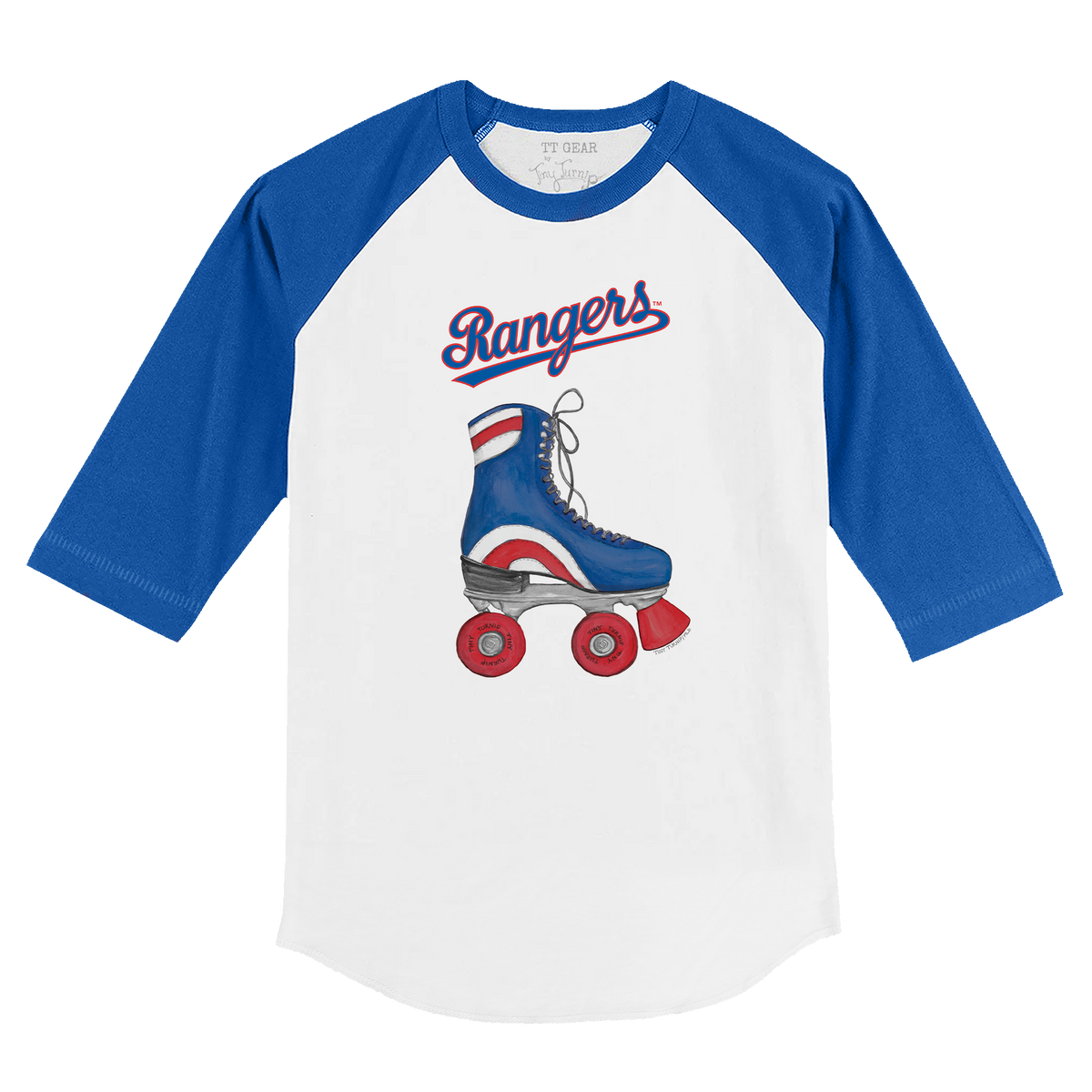 Texas Rangers Retro Skate 3/4 Royal Blue Sleeve Raglan