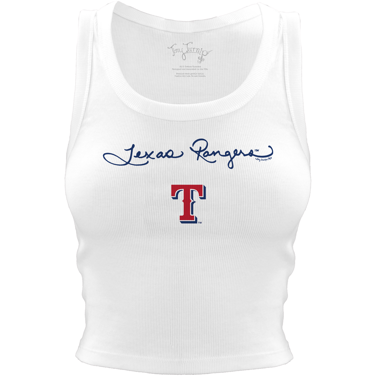 Texas Rangers Logo Script Crop Tank - Tiny Turnip