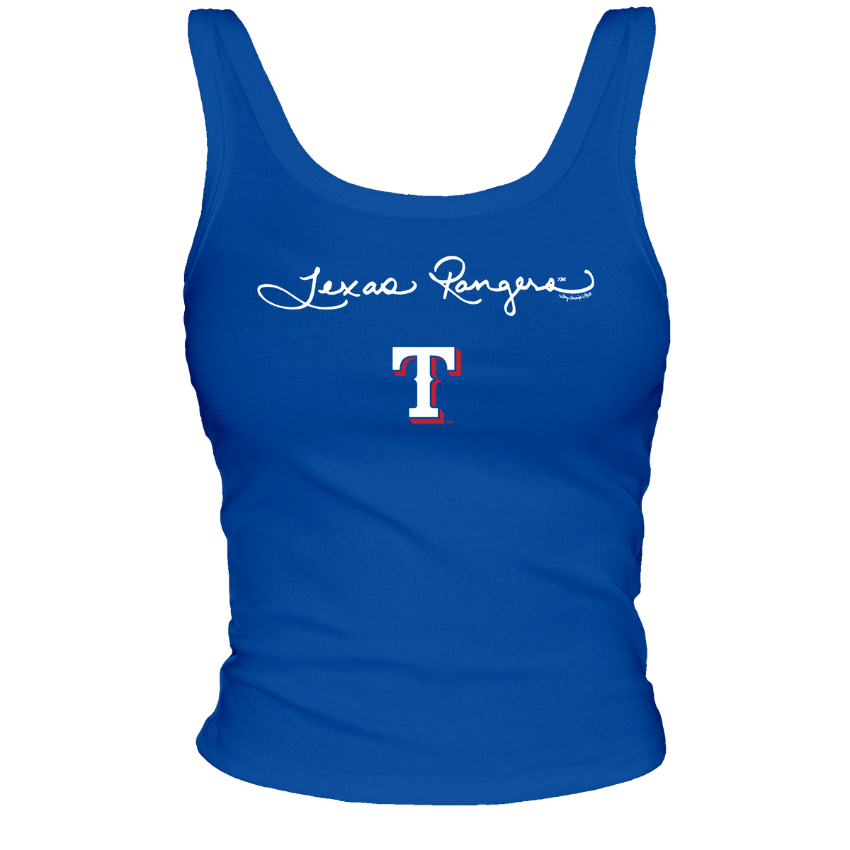 Texas Rangers Logo Script Ribbed Tank - Tiny Turnip