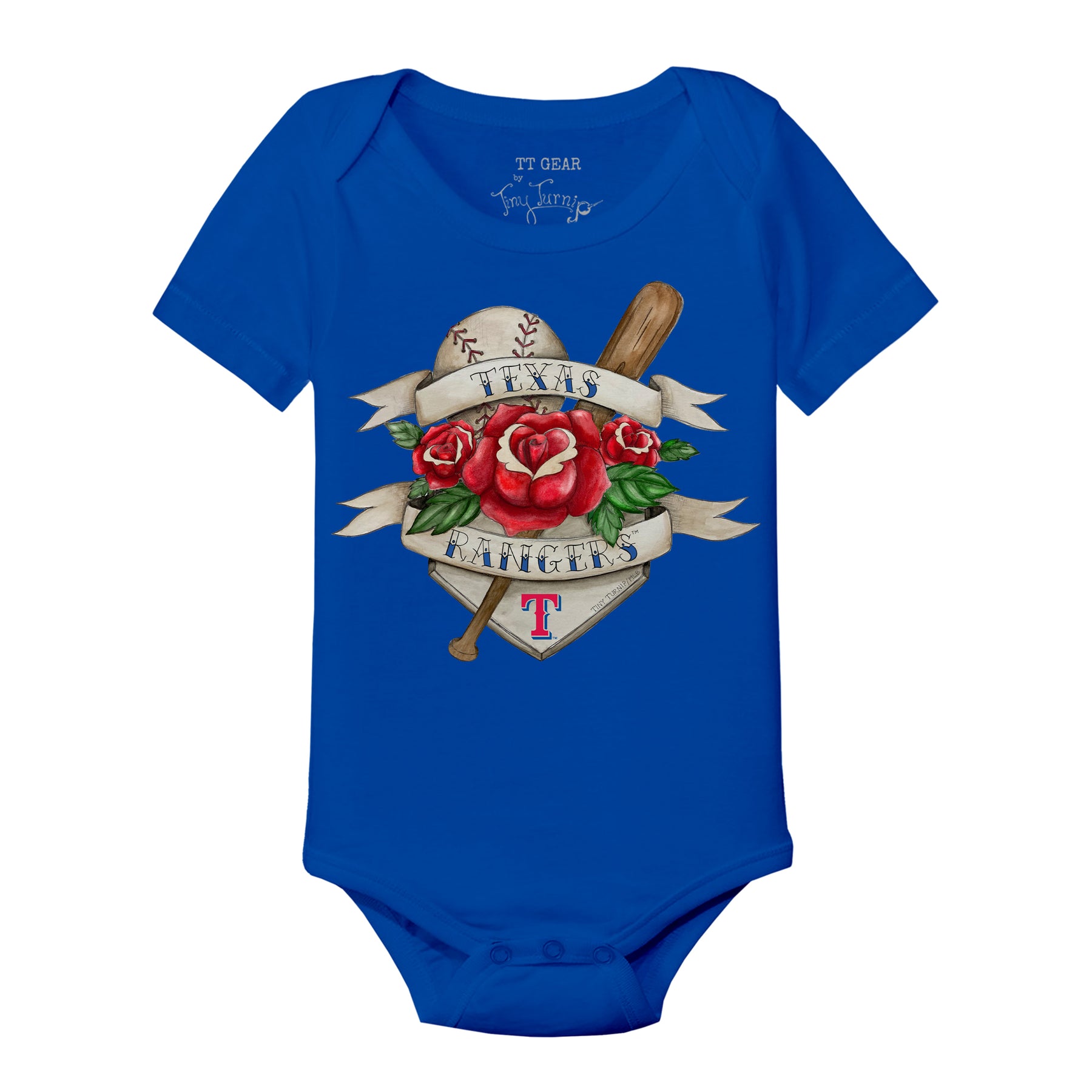 Texas Rangers Tattoo Rose Short Sleeve Snapper