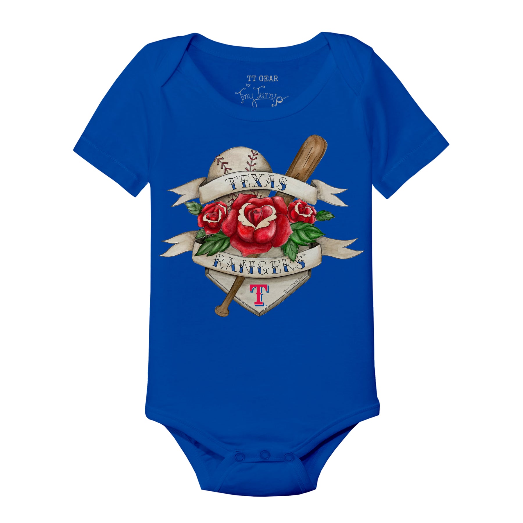 Texas Rangers Tattoo Rose Short Sleeve Snapper