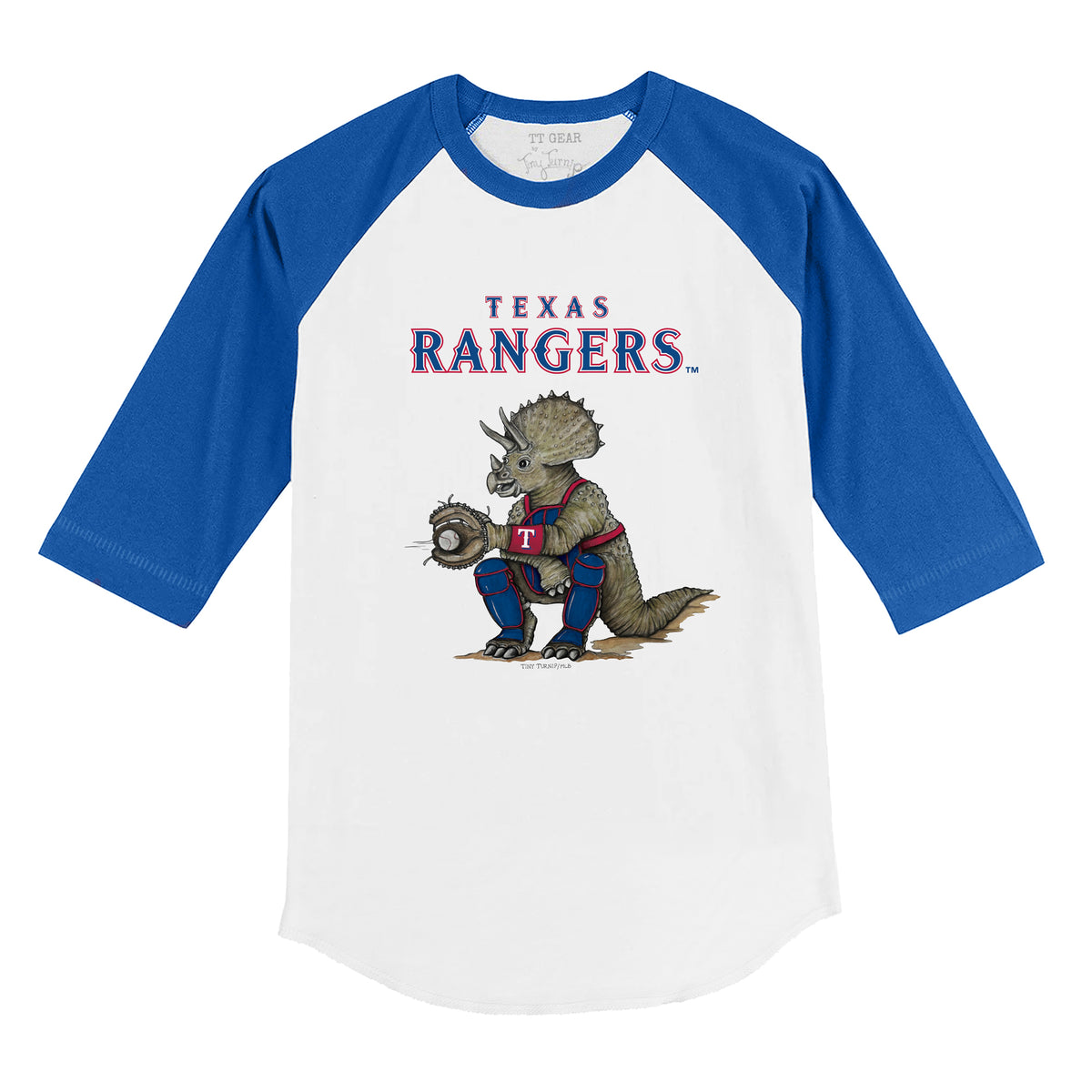 Texas Rangers Triceratops 3/4 Royal Blue Sleeve Raglan