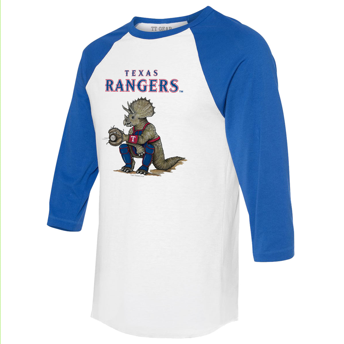 Texas Rangers Triceratops 3/4 Royal Blue Sleeve Raglan