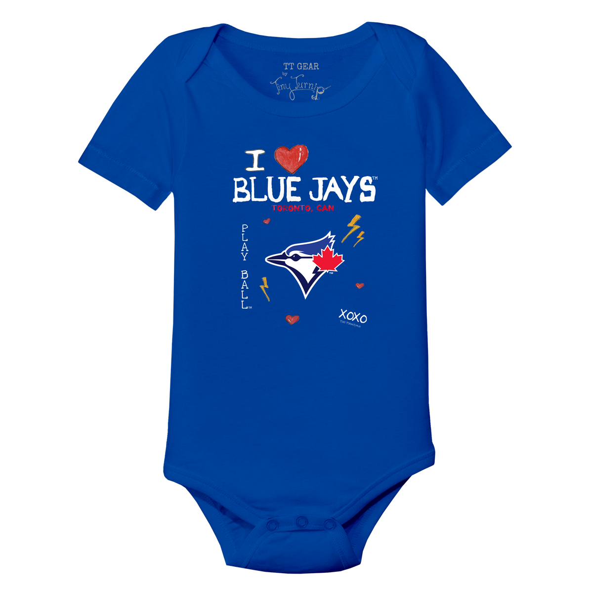 I Heart Blue Jays Short Sleeve Snapper - Tiny Turnip