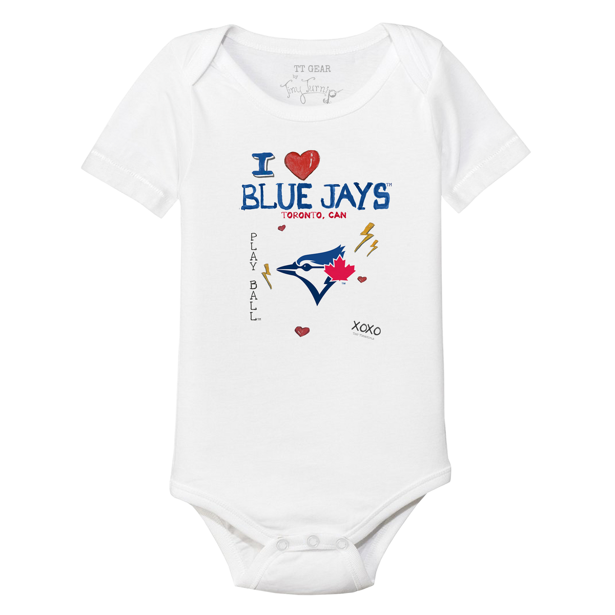 I Heart Blue Jays Short Sleeve Snapper - Tiny Turnip