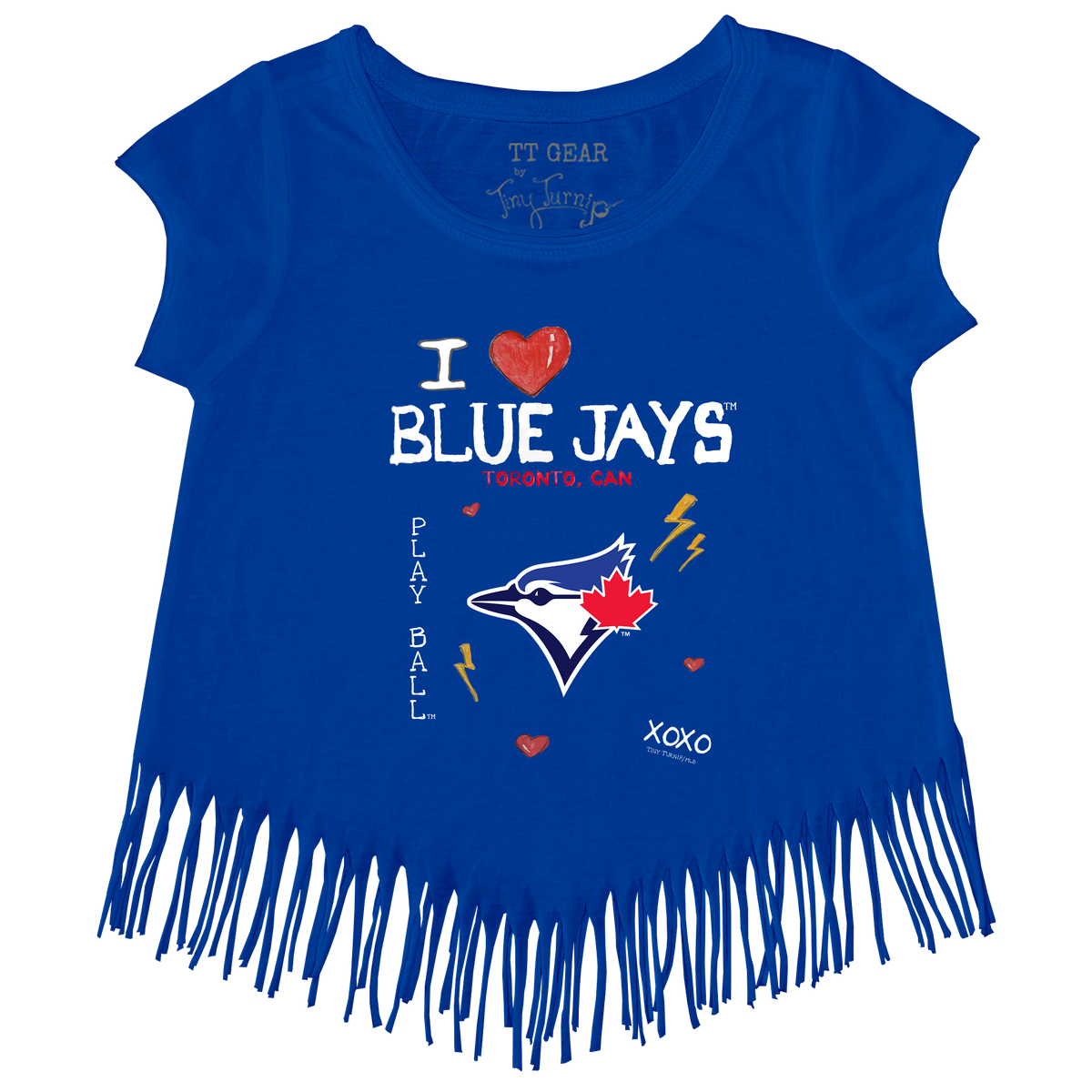 I Heart Blue Jays Fringe Tee - Tiny Turnip