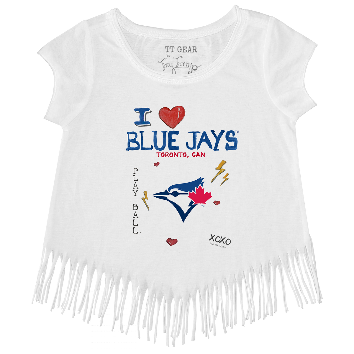 I Heart Blue Jays Fringe Tee - Tiny Turnip