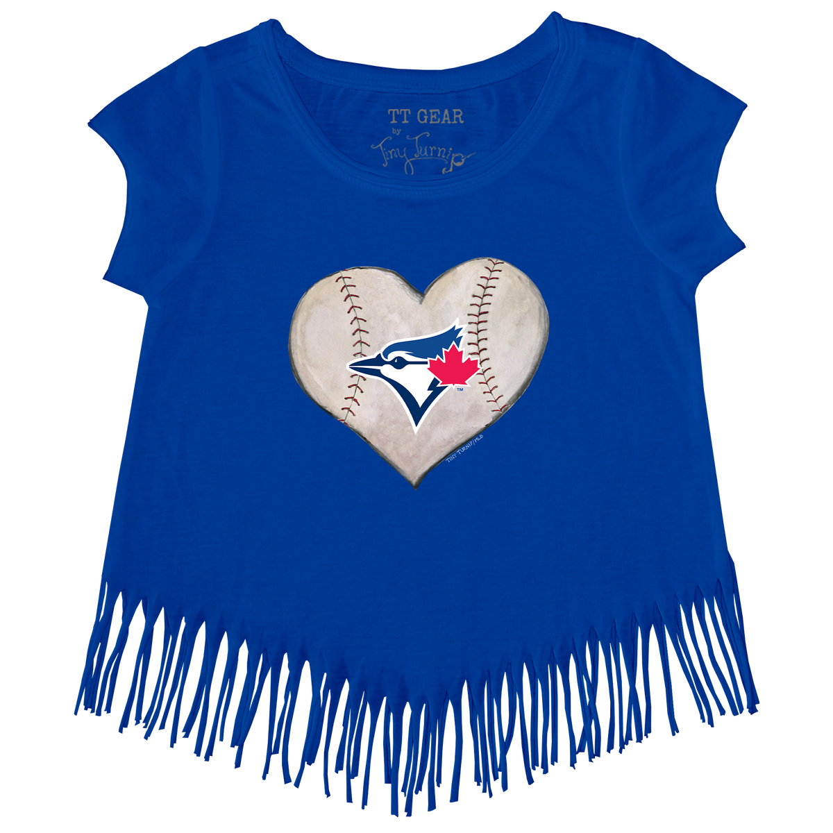 Toronto Blue Jays Stitched Heart Fringe Tee - Tiny Turnip