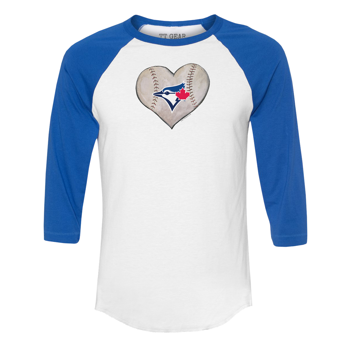 Toronto Blue Jays Stitched Heart 3/4 Royal Blue Sleeve Raglan - Tiny Turnip