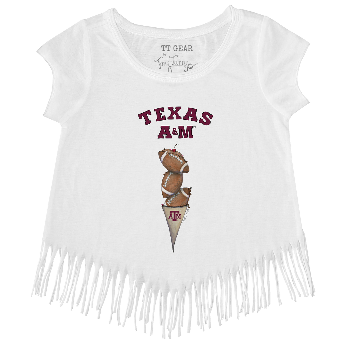 Texas A&M Aggies Football Triple Scoop Fringe Tee