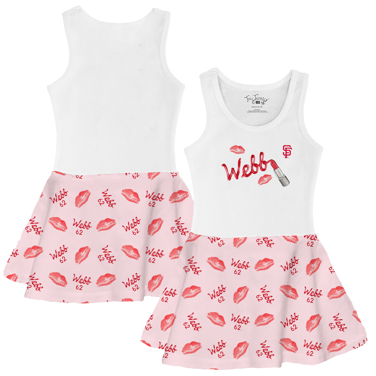 VIP MLB MLB Lipstick w/ Name. Number - Tank Swing Dress - Tiny Turnip