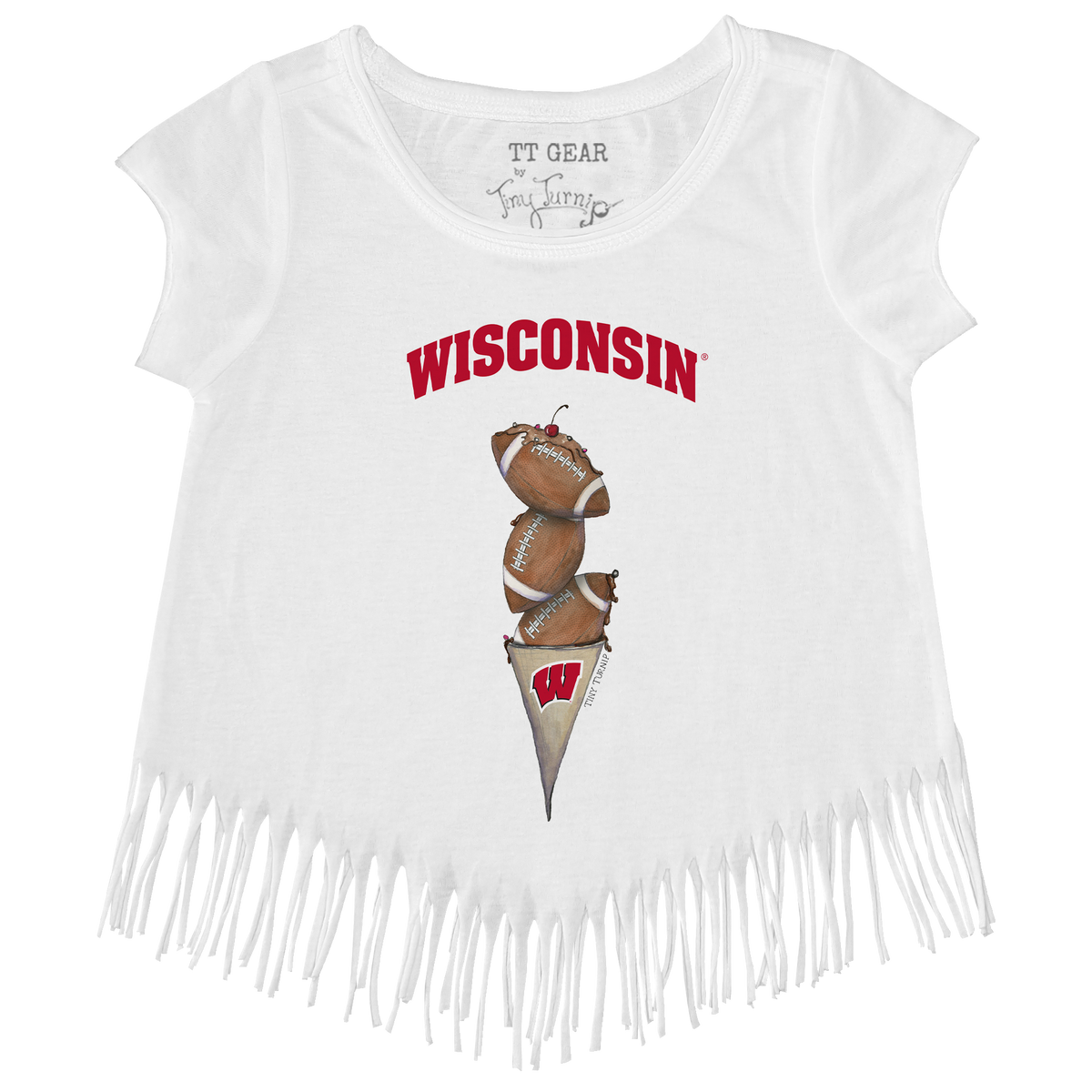 Wisconsin Badgers Football Triple Scoop Fringe Tee