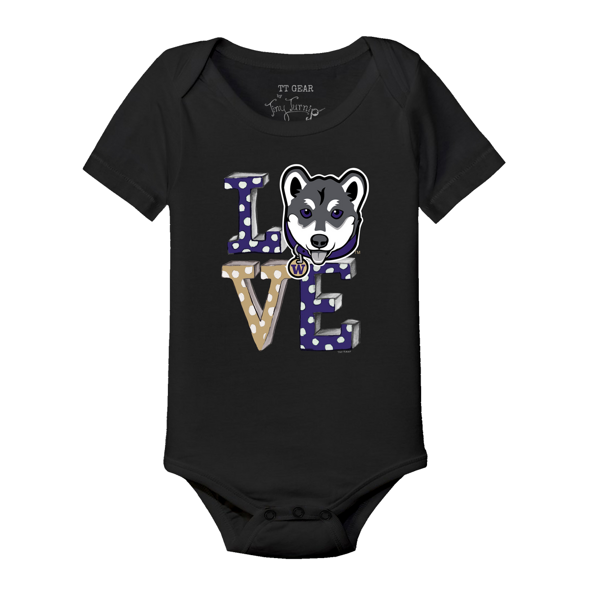 Washington Huskies LOVE Short Sleeve Snapper