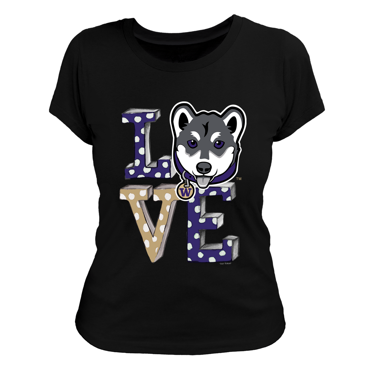Washington Huskies LOVE Women's Tee Shirt