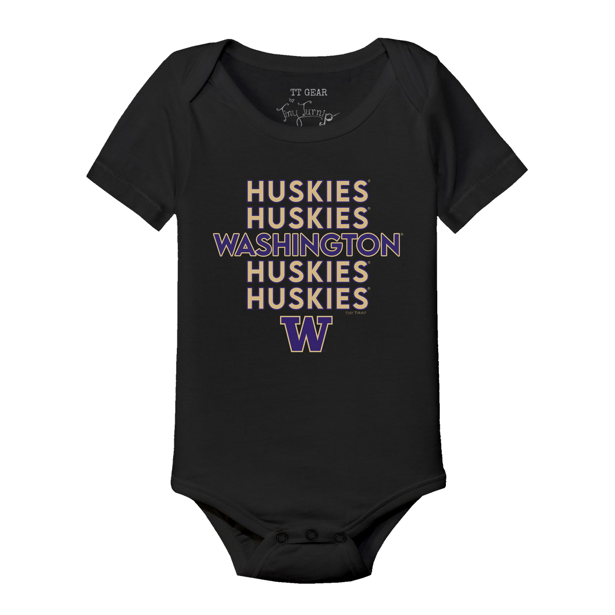 Washington Huskies Stacked Short Sleeve Snapper