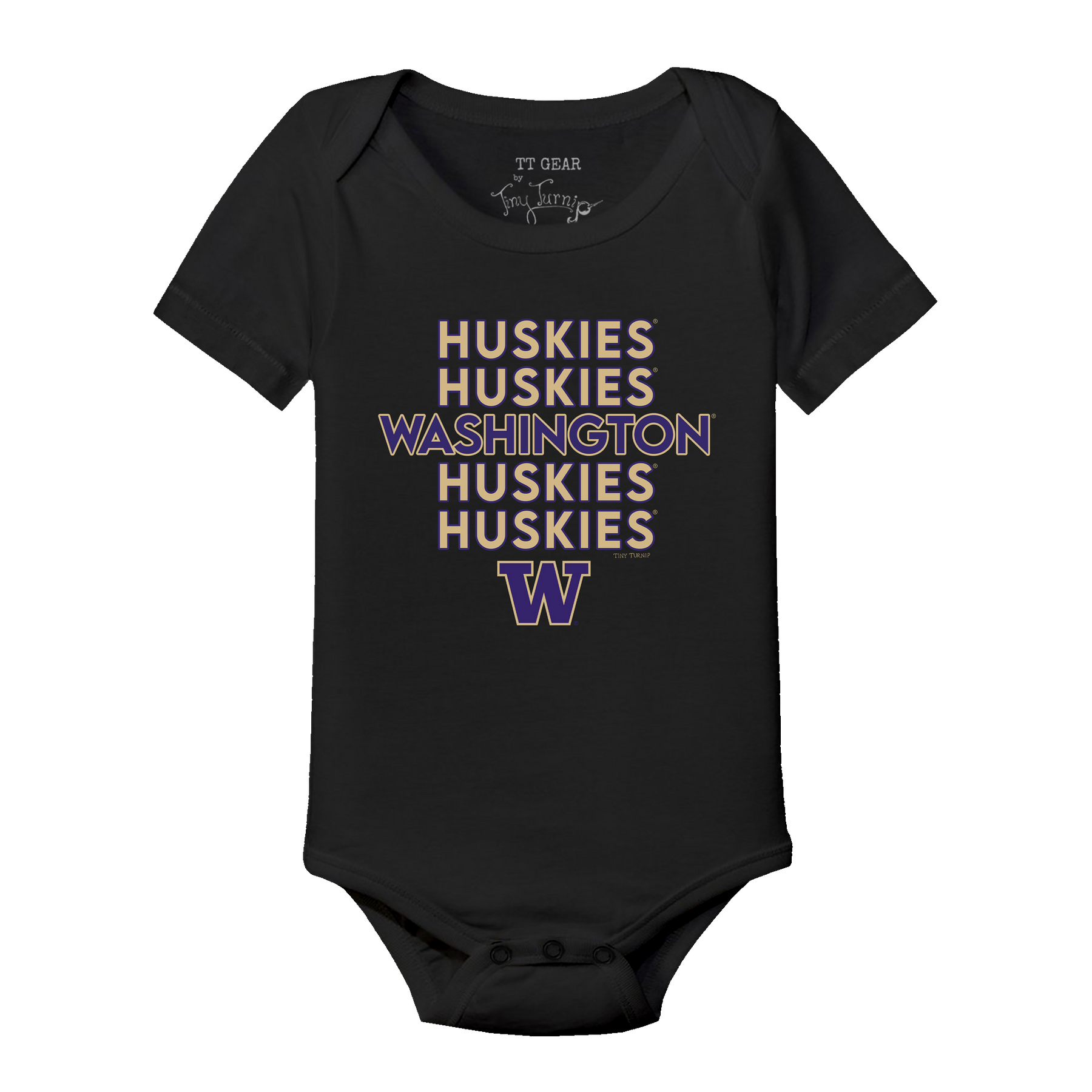 Washington Huskies Stacked Short Sleeve Snapper