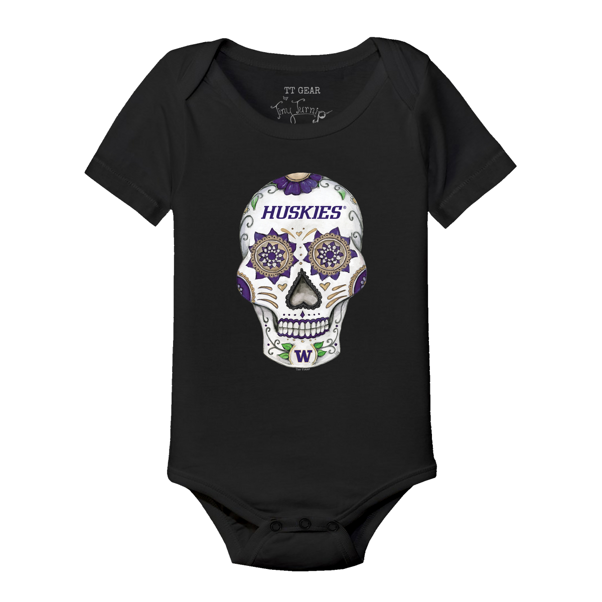 Washington Huskies Sugar Skull Short Sleeve Snapper
