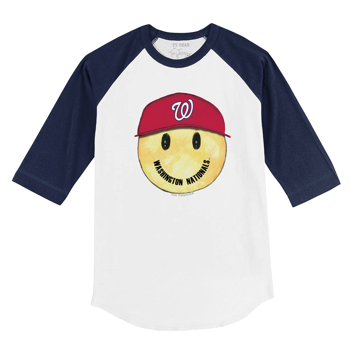 Washington Nationals Smiley 3/4 Navy Blue Sleeve Raglan