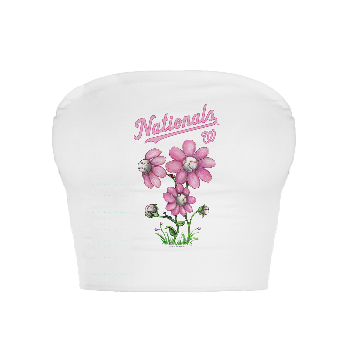 Washington Nationals Blooming Baseballs Crop Tube Top - Tiny Turnip