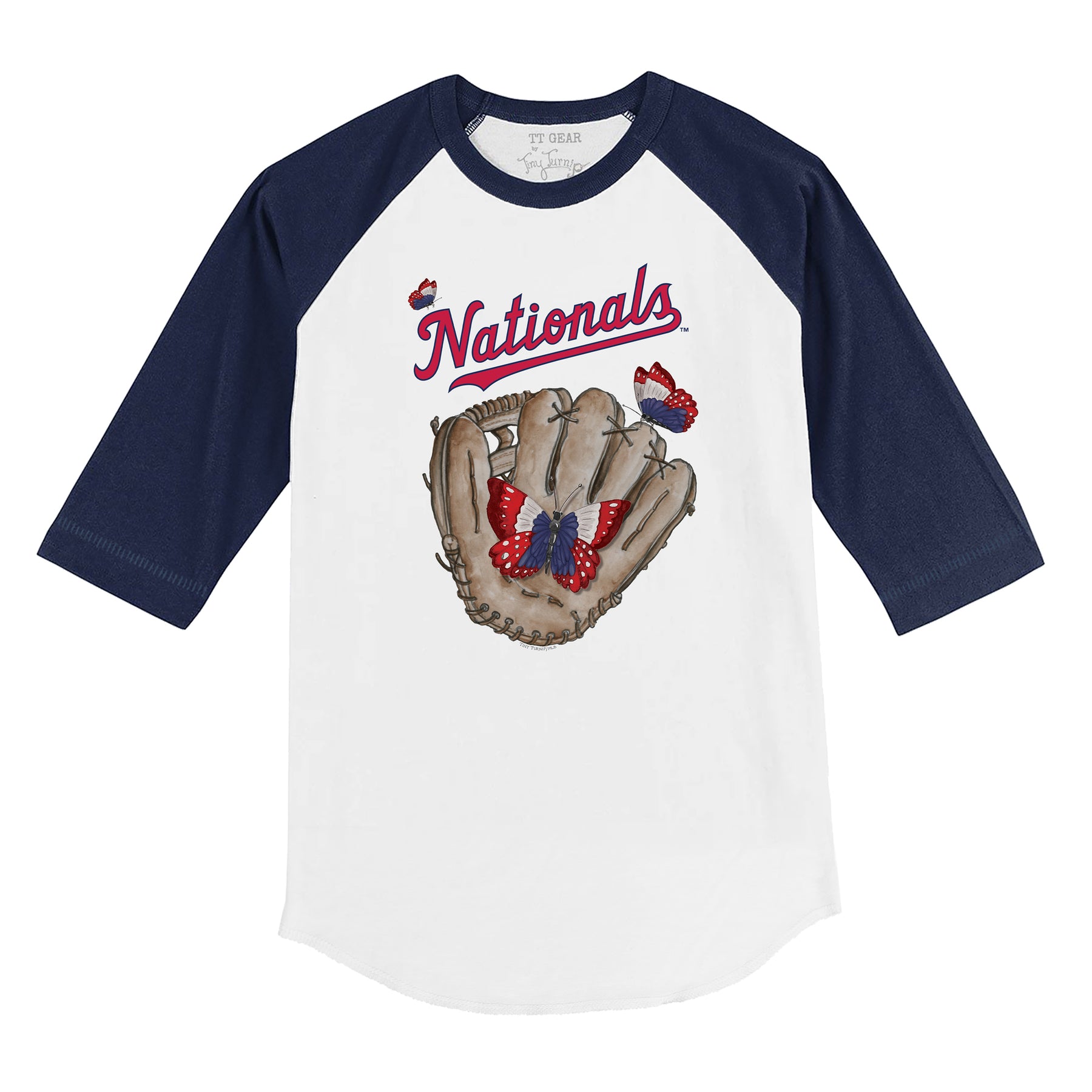 Washington Nationals Butterfly Glove 3/4 Navy Blue Sleeve Raglan