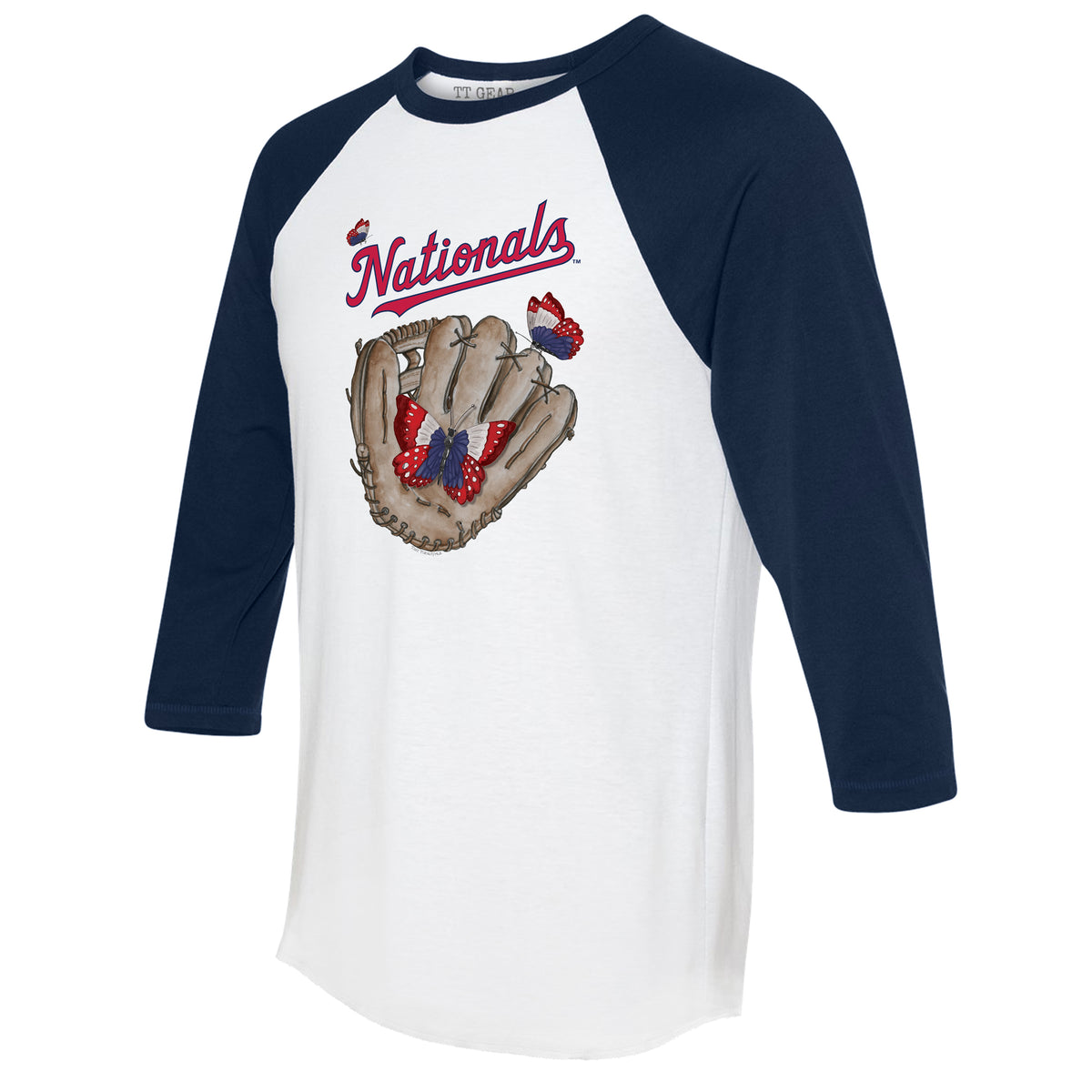 Washington Nationals Butterfly Glove 3/4 Navy Blue Sleeve Raglan