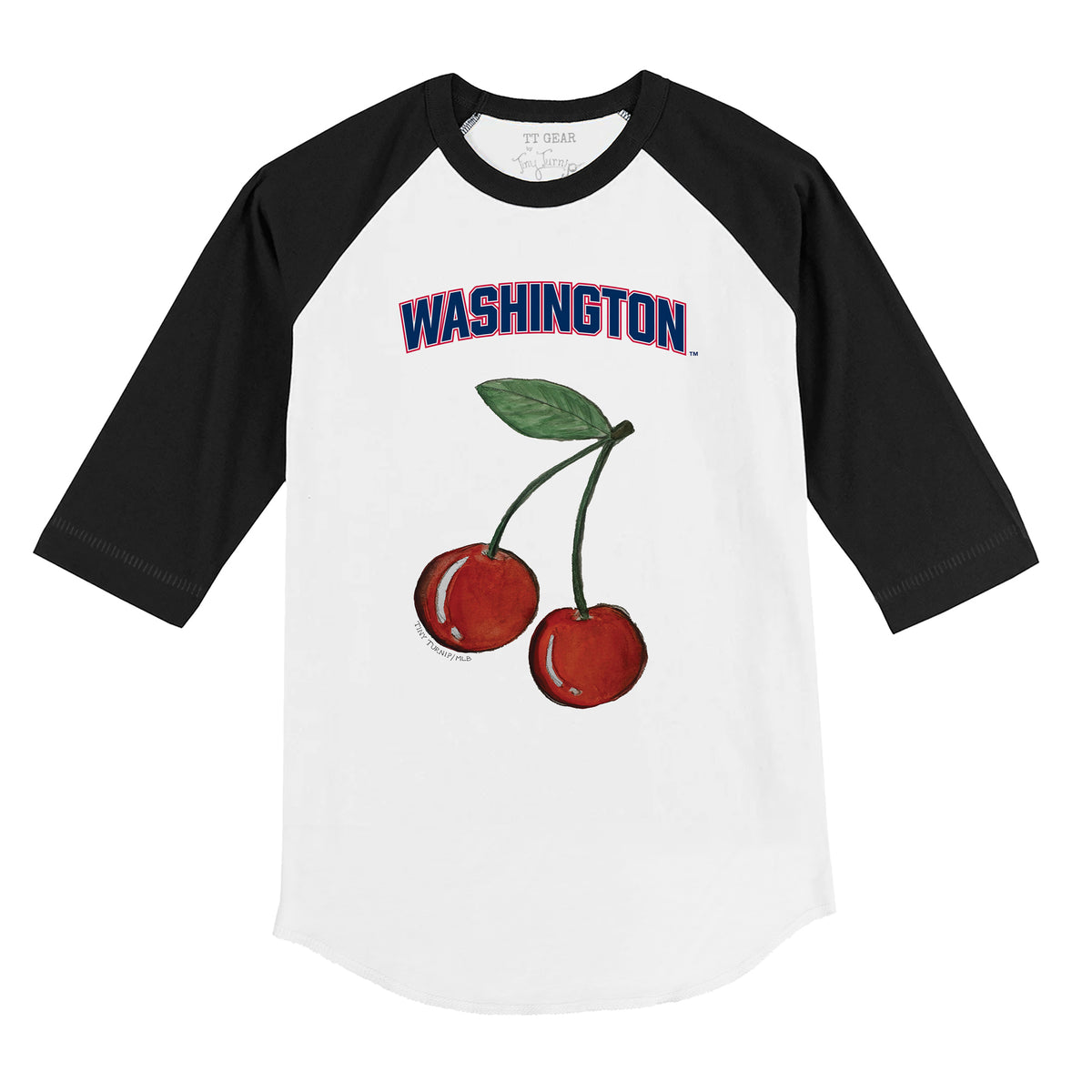 Washington Nationals Cherry 3/4 Black Sleeve Raglan