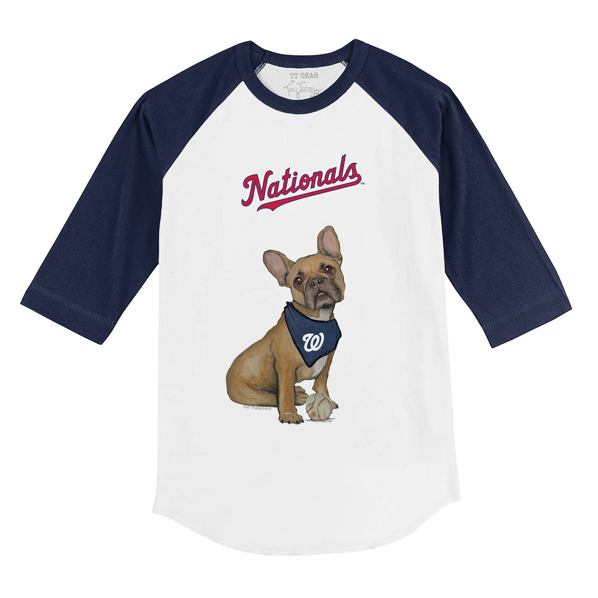 Washington Nationals French Bulldog 3/4 Navy Blue Sleeve Raglan