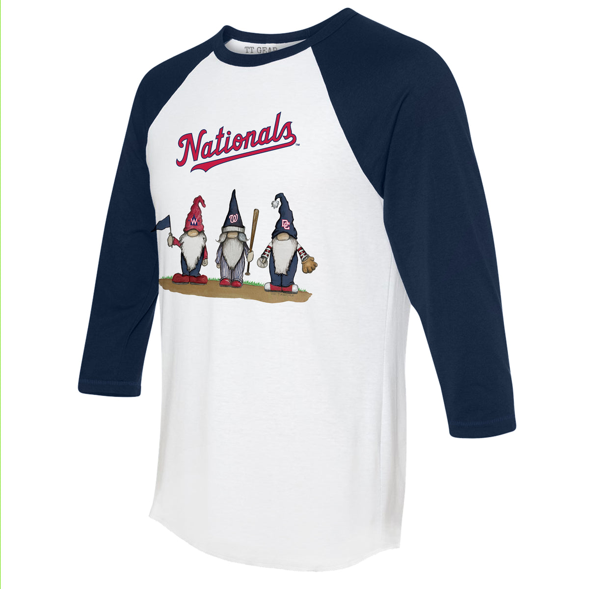 Washington Nationals Gnomes 3/4 Navy Blue Sleeve Raglan