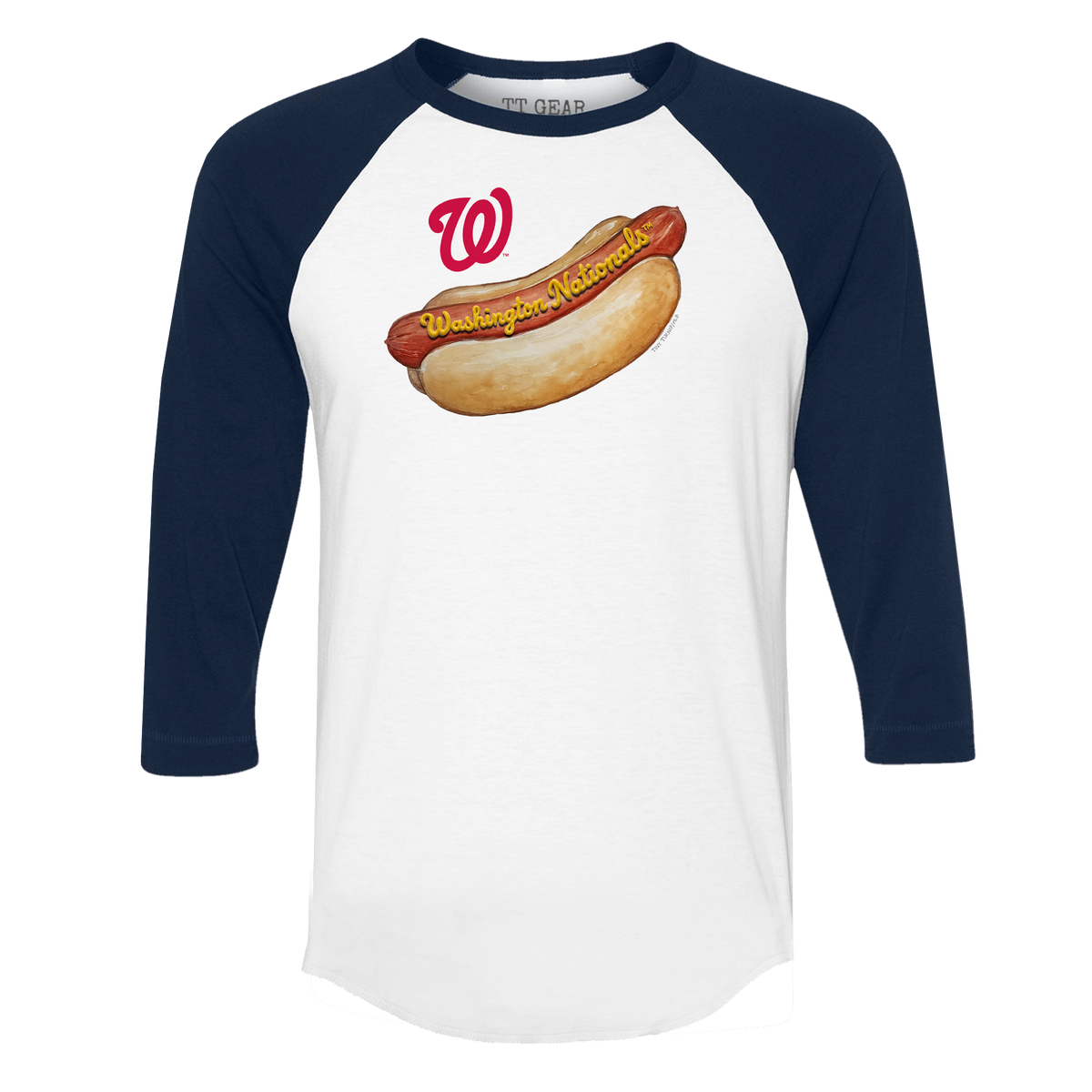 Washington Nationals Hot Dog 3/4 Navy Blue Sleeve Raglan